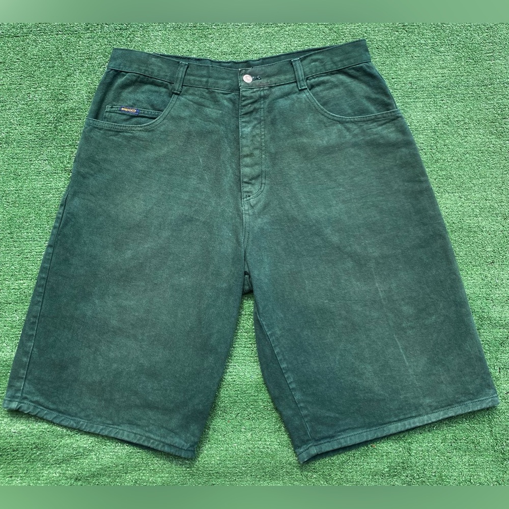 Vintage 90’s Impact Forest Green Jean Shorts Jorts Mens Size 36